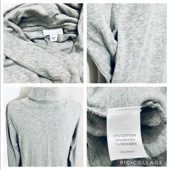 J.JILL Gray Pullover Turtle Neck/Cowl Skirted Sweatshirt Dress Side Pockets EUC - Picture 5 of 8